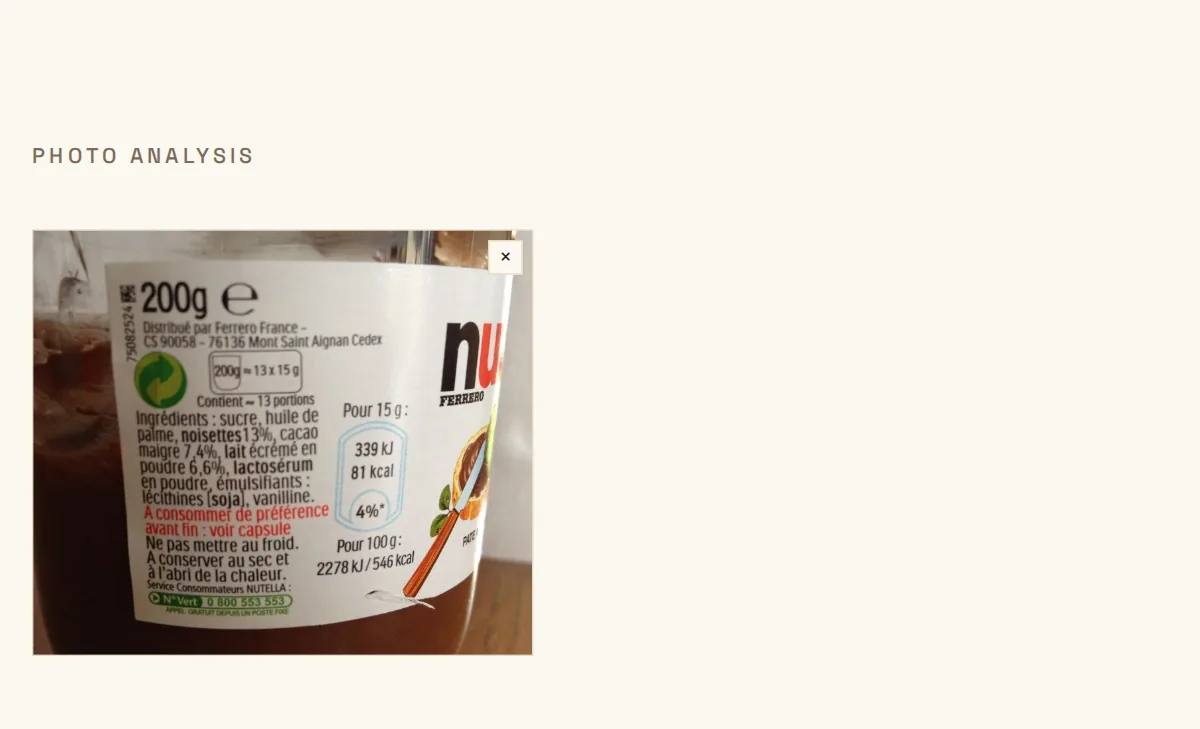 Figure 2. The label, as photographed.